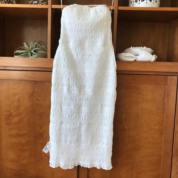 NWT CLEOBELLA ELODIE WHITE SMOCKED STRAPLESS MIDI DRESS - Picture 5 of 12